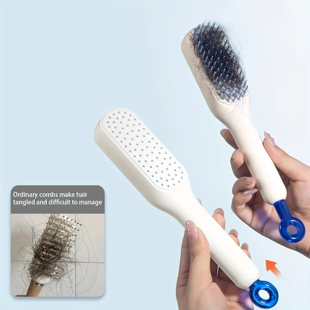 Self-Cleaning Retractable Hair Brush