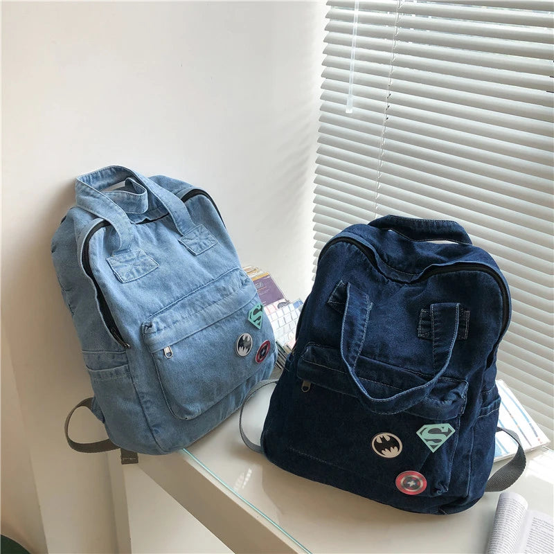 Vintage Fashion Backpack denim Large Capacity High Quality school backpack for girls student Women School Bag Female Mochilas